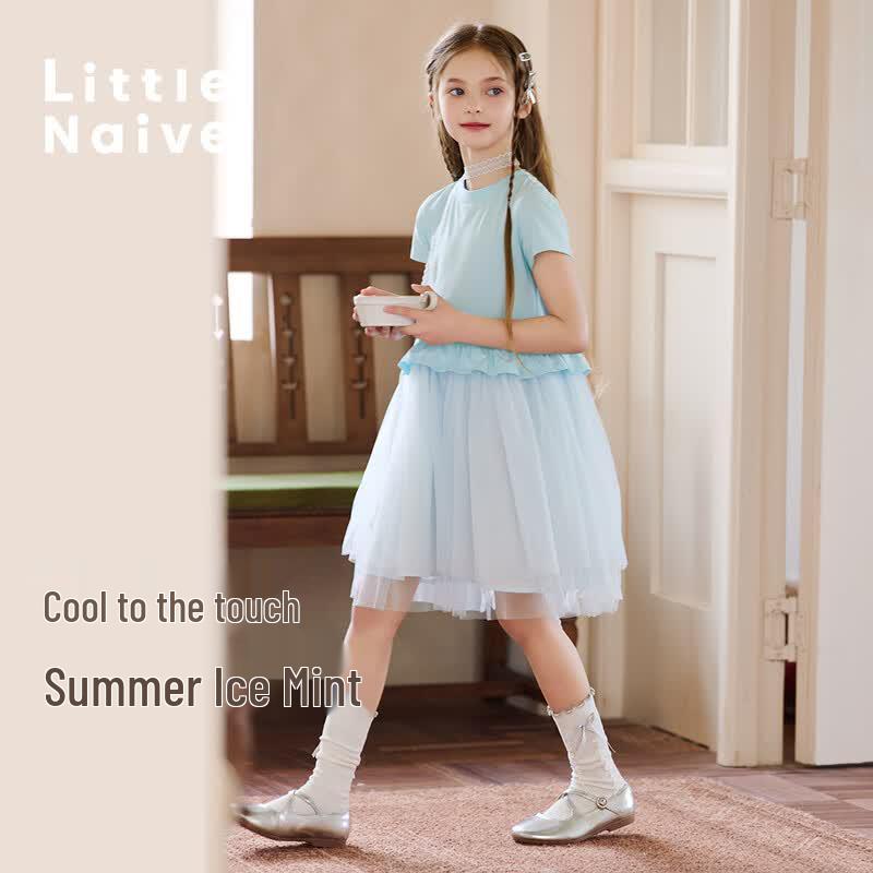 Little Naive Girls  Mesh Panel T-shirt Dress 170