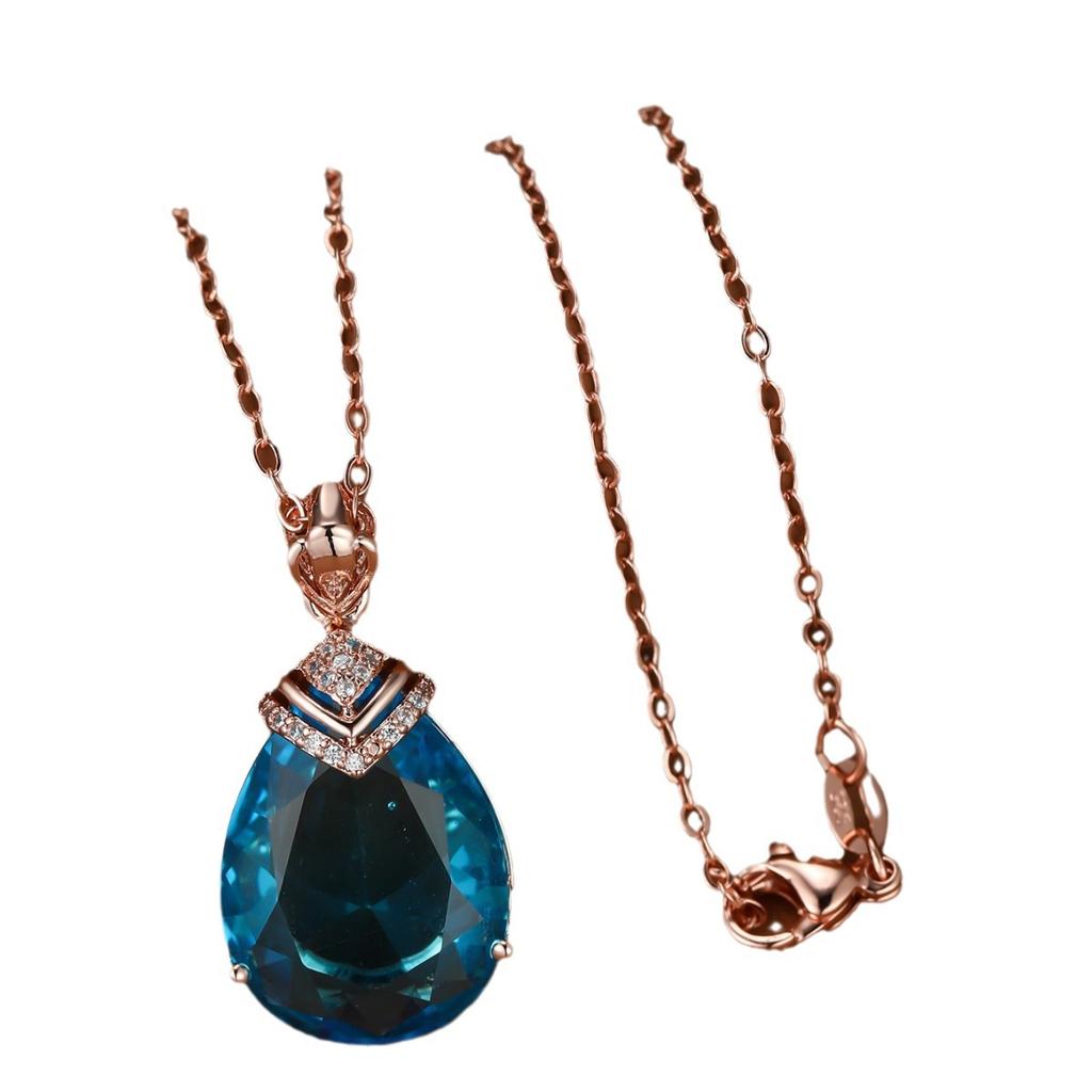 European and American Hot Selling Pear Shaped Necklace with Stone Droplets Simple and Personalized