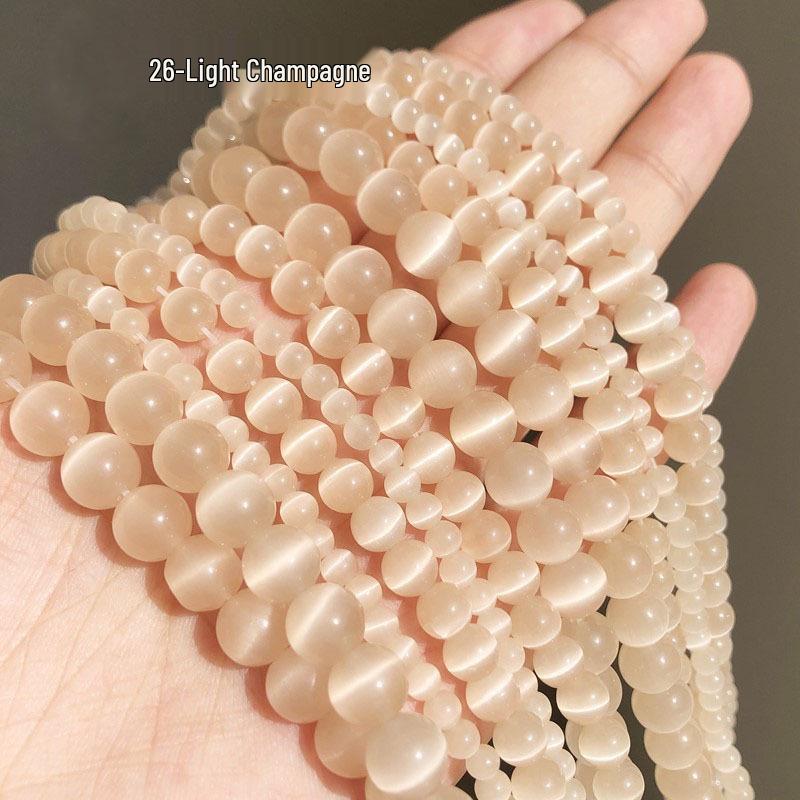 4-12 mm okrągłe koraliki w kształcie kociego oka, luźne pasma do ręcznie robionych kryształowych akcesoriów DIY