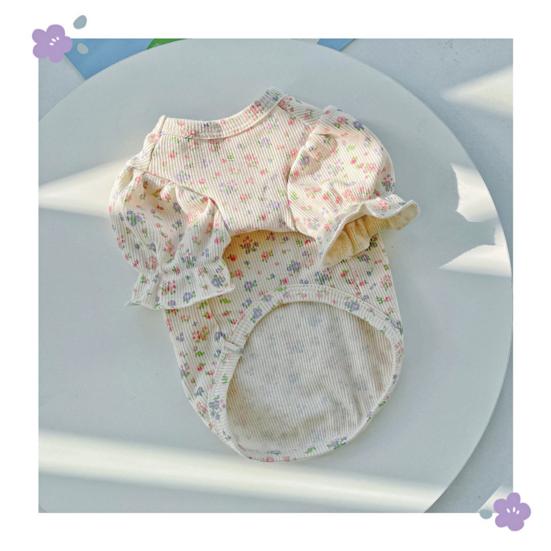 

Одежда для домашних животных Пуловер для собак с цветочным узором и рукавами-буфами Мягкая, удобная, легко носить рубашка для собак Товары для домашних животных S