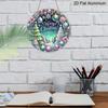 2D Flat, 1pc Vintage Round Aluminum Hanging Sign - Pink/Purple/Green Wreath Center Metal Decoration with "Merry" Text, Durable Indoor/Outdoor Holiday