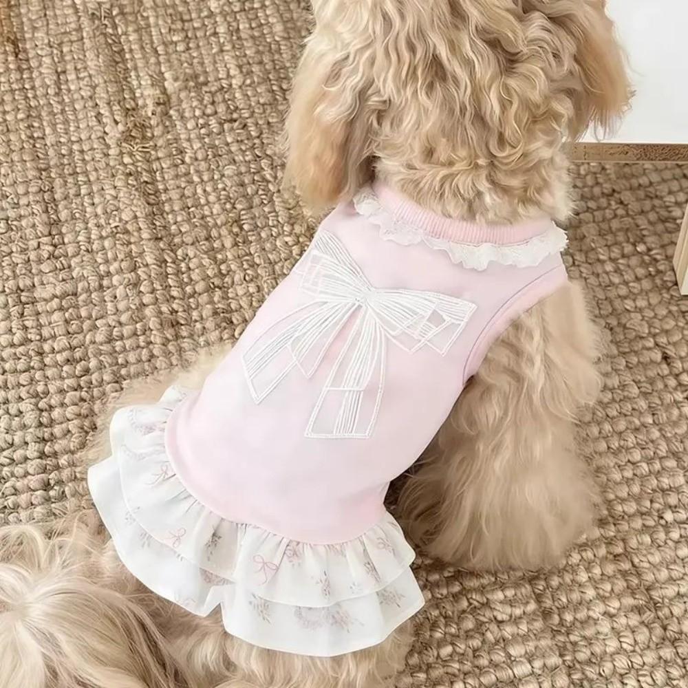 Breathable Puppy Lace Skirt Lotus Leaf Edge Dog Cooling Vest Princess Style Bow Dog Skirt Party