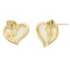 Earrings Stainless Steel Gold Plated 14K Gold Heart Rose Studs