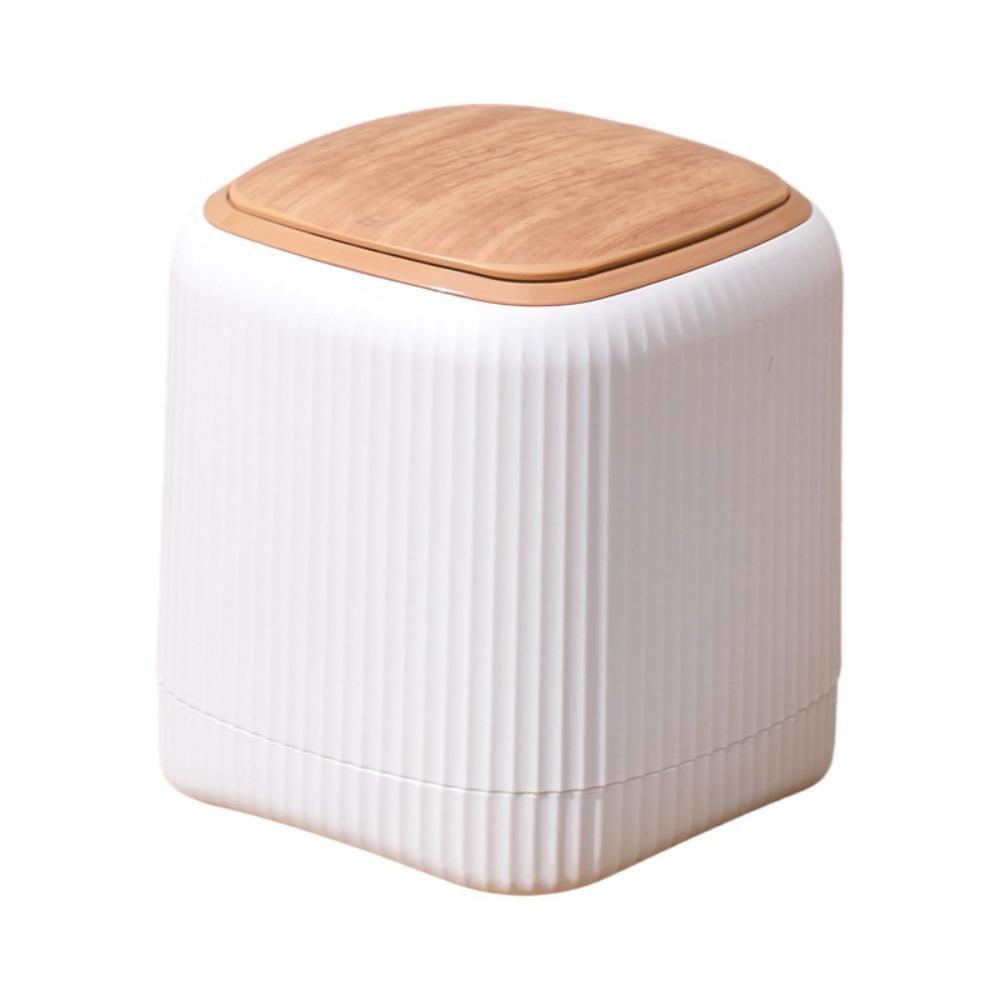 Pop-up Lid Desktop Trash Can Press Type Garbage Storage Box Plastic Wastebasket Desk Storage