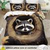 Little Raccoon Themed Down Comforter Cover Set - 2/3pcs, Soft Comfortable Breathable, Fantasy Animal Pattern Printed Bedding Set