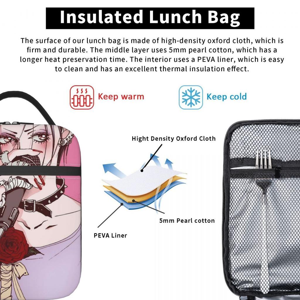 Nana Anime Osaki Eyes Insulated Lunch Bag for Kids School Cooler Thermal Food Box Tote Portable Lunch Boxes Container