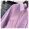 Women's Oversized Casual Shirt Beige Long-Sleeve Lapel Button Down Top