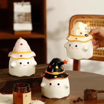 Magic Party Ghost Ceramic Cup Cute Funny Mug with Cover Halloween Gift Personalized Home Coffee Cup