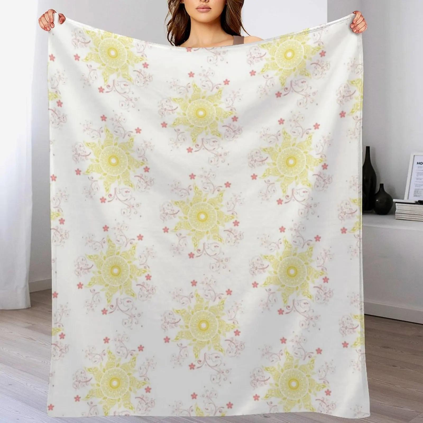 

Mandala Gold Flower Throw Blanket Mens Soft Warm Throw Blanket for Couch 102x76cm(40x30in)