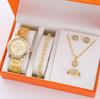 Fake Three-Eyed Ladies 5Pcsset Steel Belt Women'S Watch Casual Korean Edition Quartz Watch Set (Orange Box)