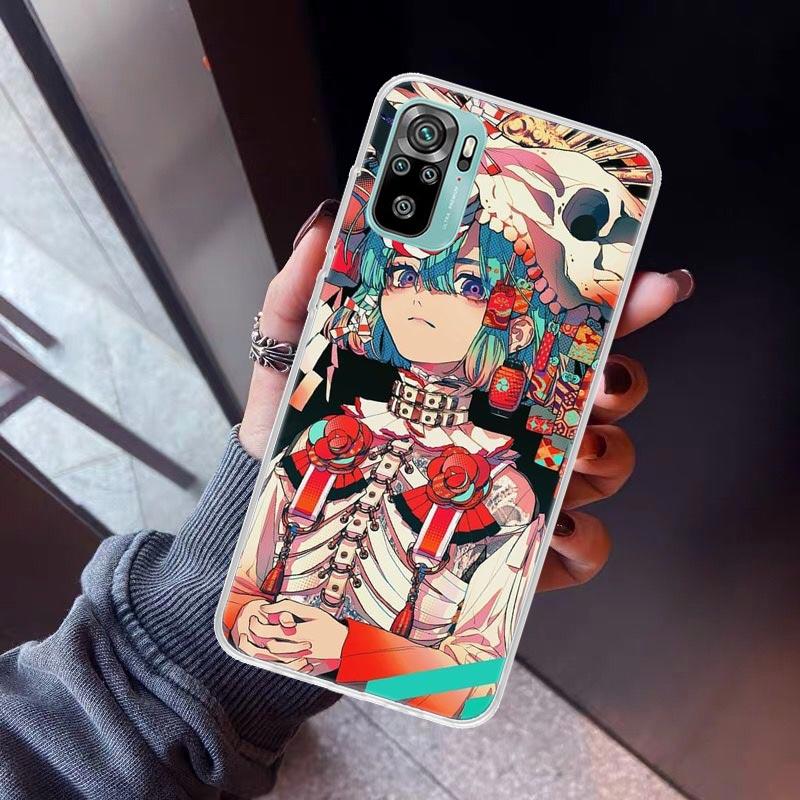 Japanese Style Anime Phone Case For Xiaomi Redmi Note 10 11 12 13 14 15 Pro Plus 11S 12S 14S 11T 11E 10S Soft TPU Back Cover Red