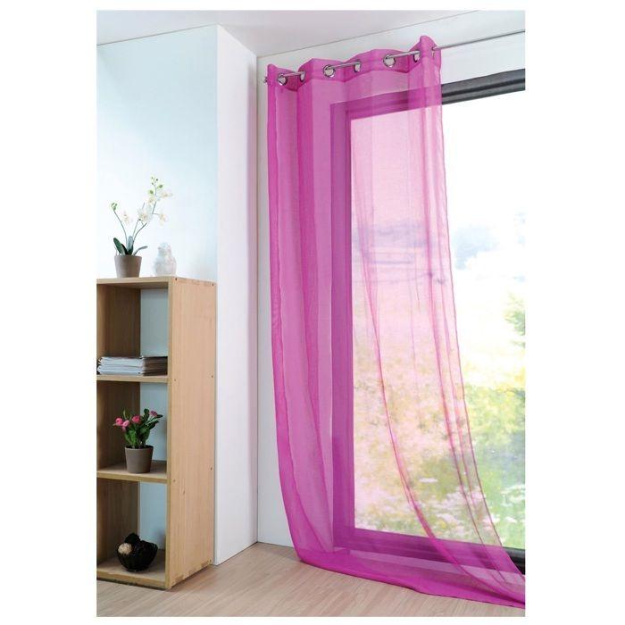 Voilage - Mona - 135 x 260 cm - Rose fuchsia - Œillets métalliques
