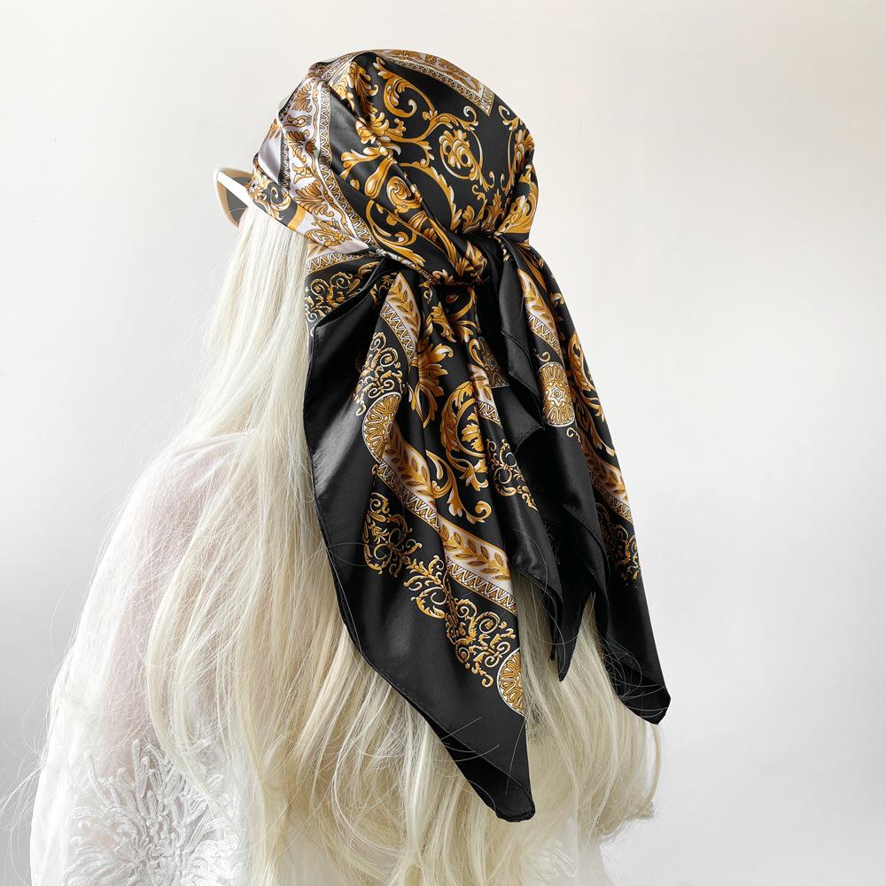 Women's Court-Style Large Scarf: A Fashionable and Versatile Satin Scarf for Wrapping the Head or Wearing As a Wrap