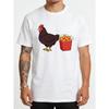 Europäische Größen Herren Grafik T-Shirt Lustiger Hühnchen und Fried Chicken Box Druck Lässiges Baumwoll Kurzarm T-Shirt Neuheit Essens Humor Top