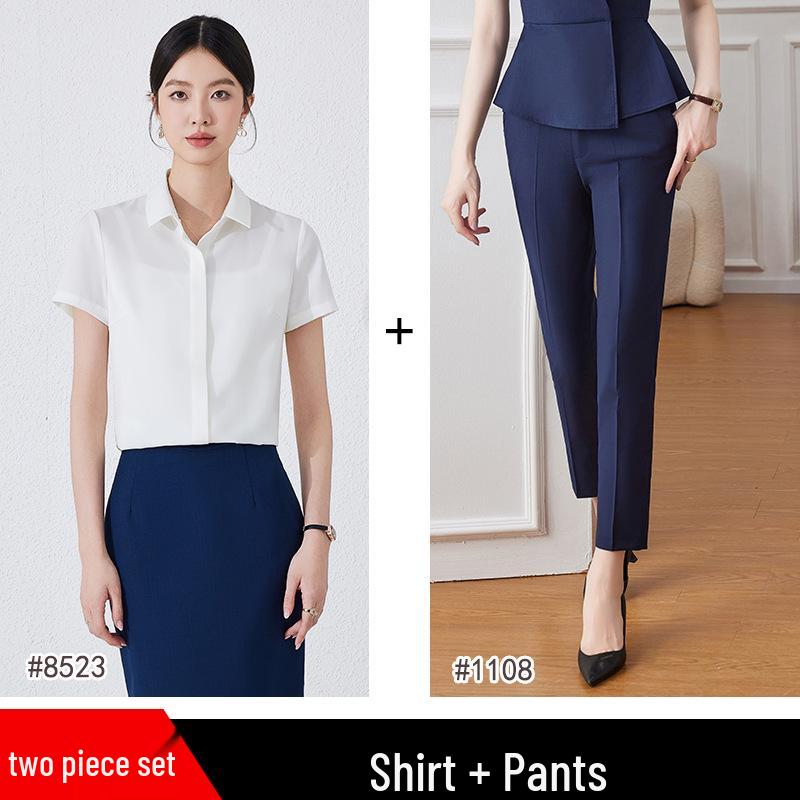 Elegant Summer Short Sleeve Skirt Suit - 2025 Professional Formal Business Workwear Set for Civil Servants