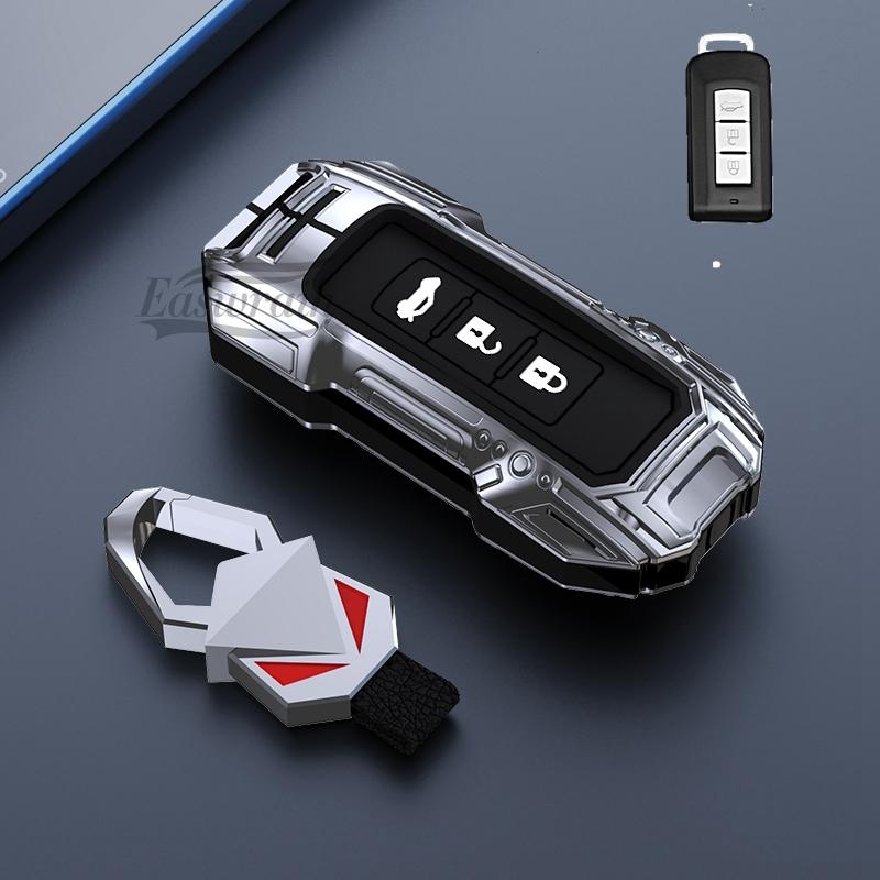 Car 2/3Buttons Key Case Cover Holder Chain For Mitsubishi Outlander 2015 2017 Xpander Triton ASX LANCER Pajero Car Styling