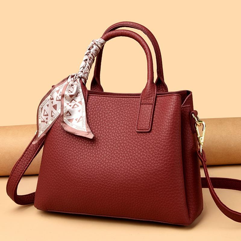 New Fashionable Lychee Pattern Large-capacity Portable Women's Bag Shoulder Bag Fashionable Simple Messenger Bag