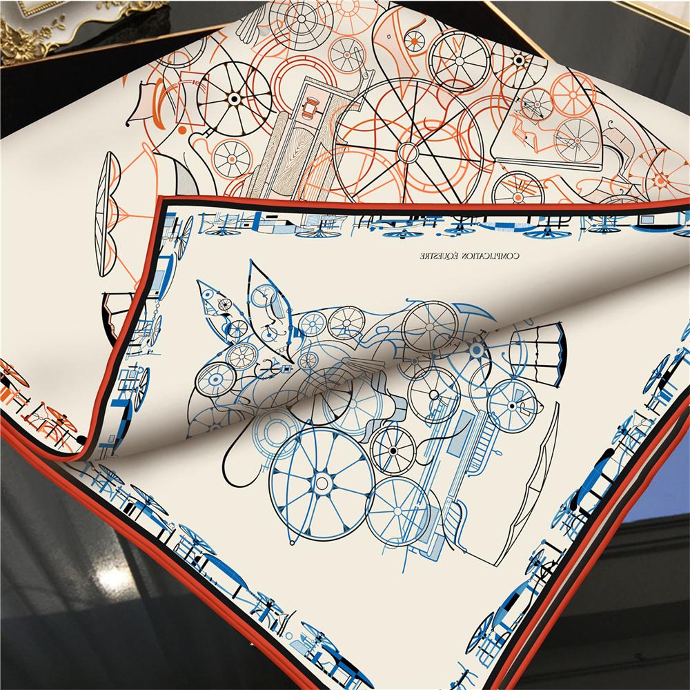 Brand Silk Scarves Horse Head Printed Twill Silk Scarf Women Shawls Luxury Design Hijab Fashion Square Curled Scarf Neckerchief