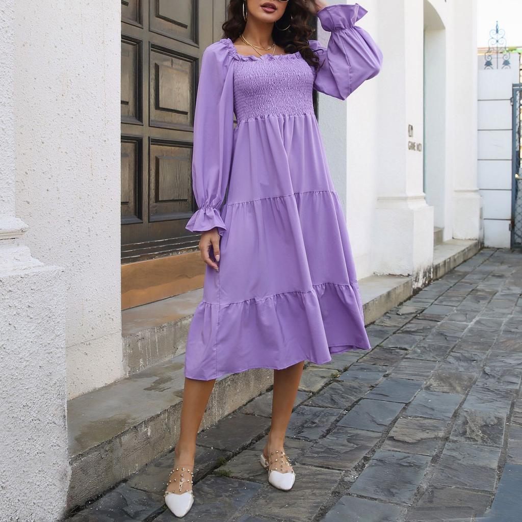 Vestito da donna alla moda casual sexy sexy comodo fresco traspirante tinta unita a vita alta sottile