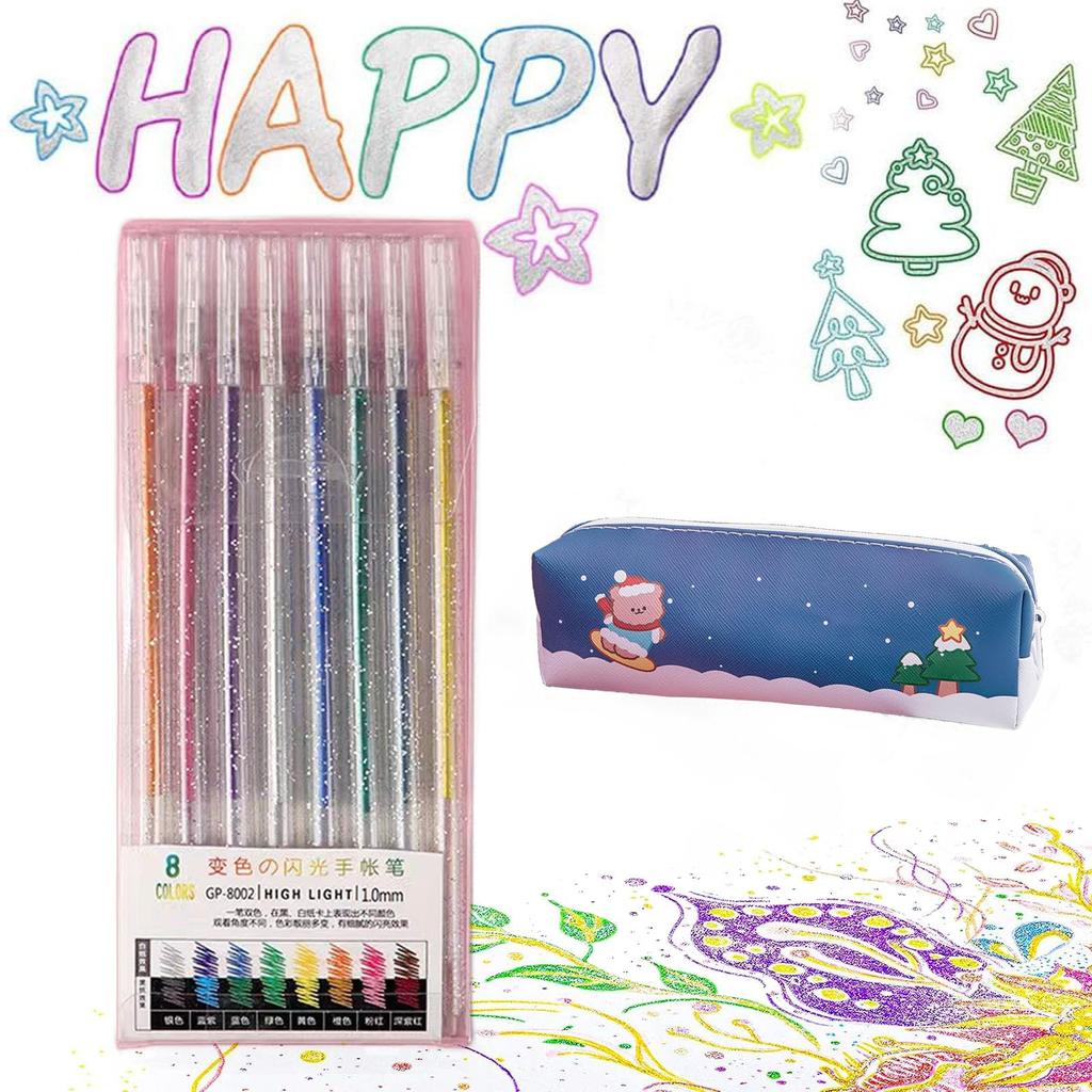Glitter Gel Pens, Multicolor Glitter Pens for Writing, Drawing, Crafting (12 Colors)