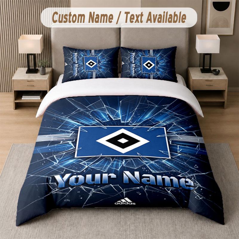 Custom Bedding Set Hamburger SV Pattern, Print Name Text 1 Duvet Cover Plus 2 Pillowcases Home Textile
