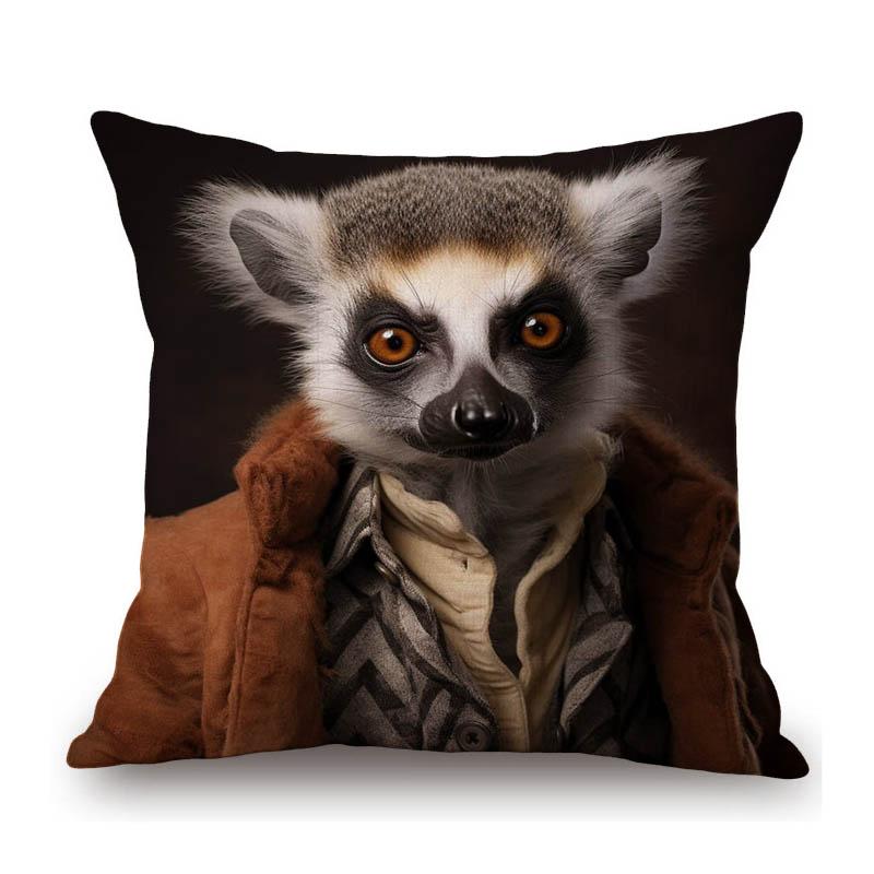 Lovely Cute Animal Head Bear Dog Panda Racoon Koala Zebra Cosplay Garments Show Cotton Linen Pillow Cover Kids Room Cushion Case