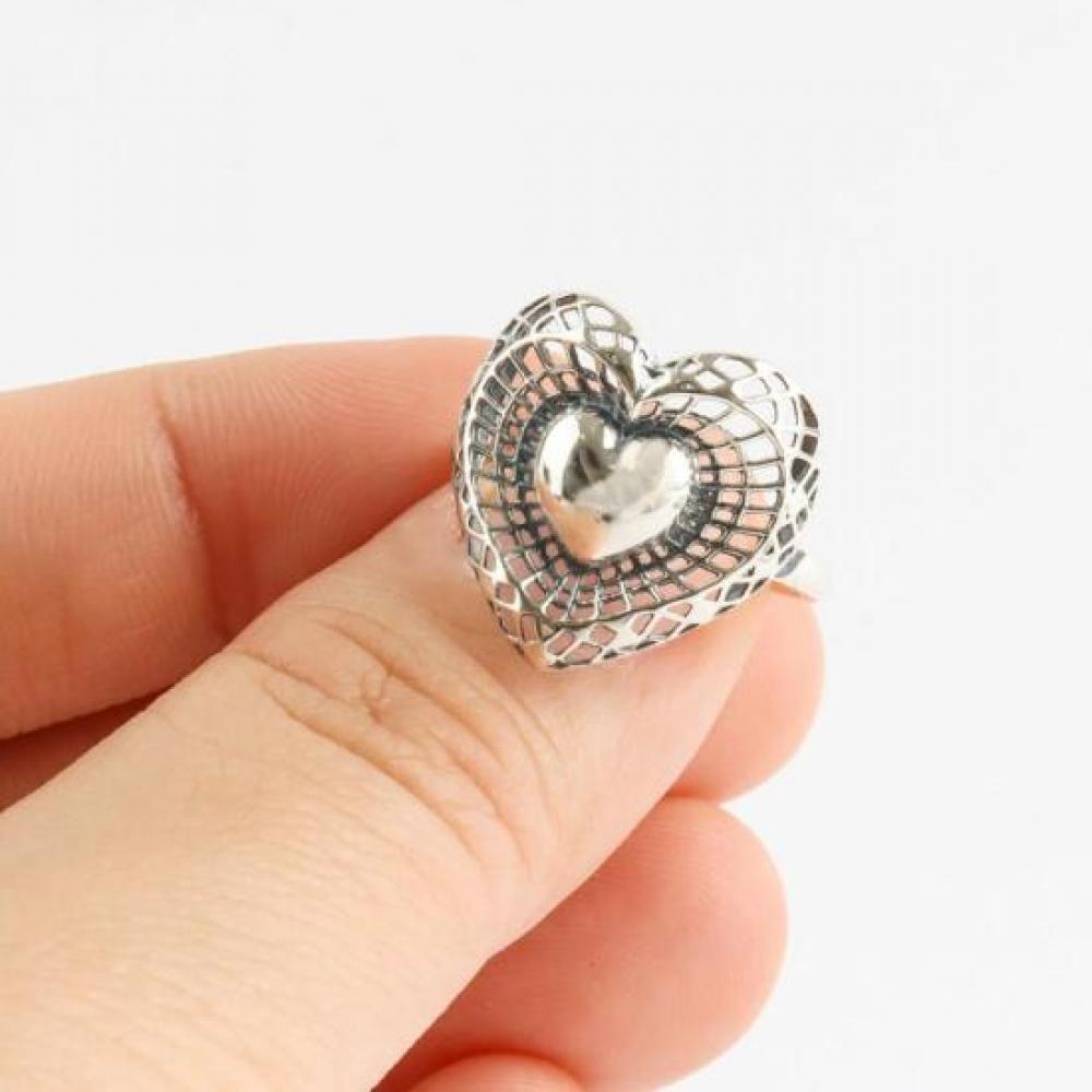 New Arrivals Open Run Heart Ring Cutout Kitsch Street Silver Ring