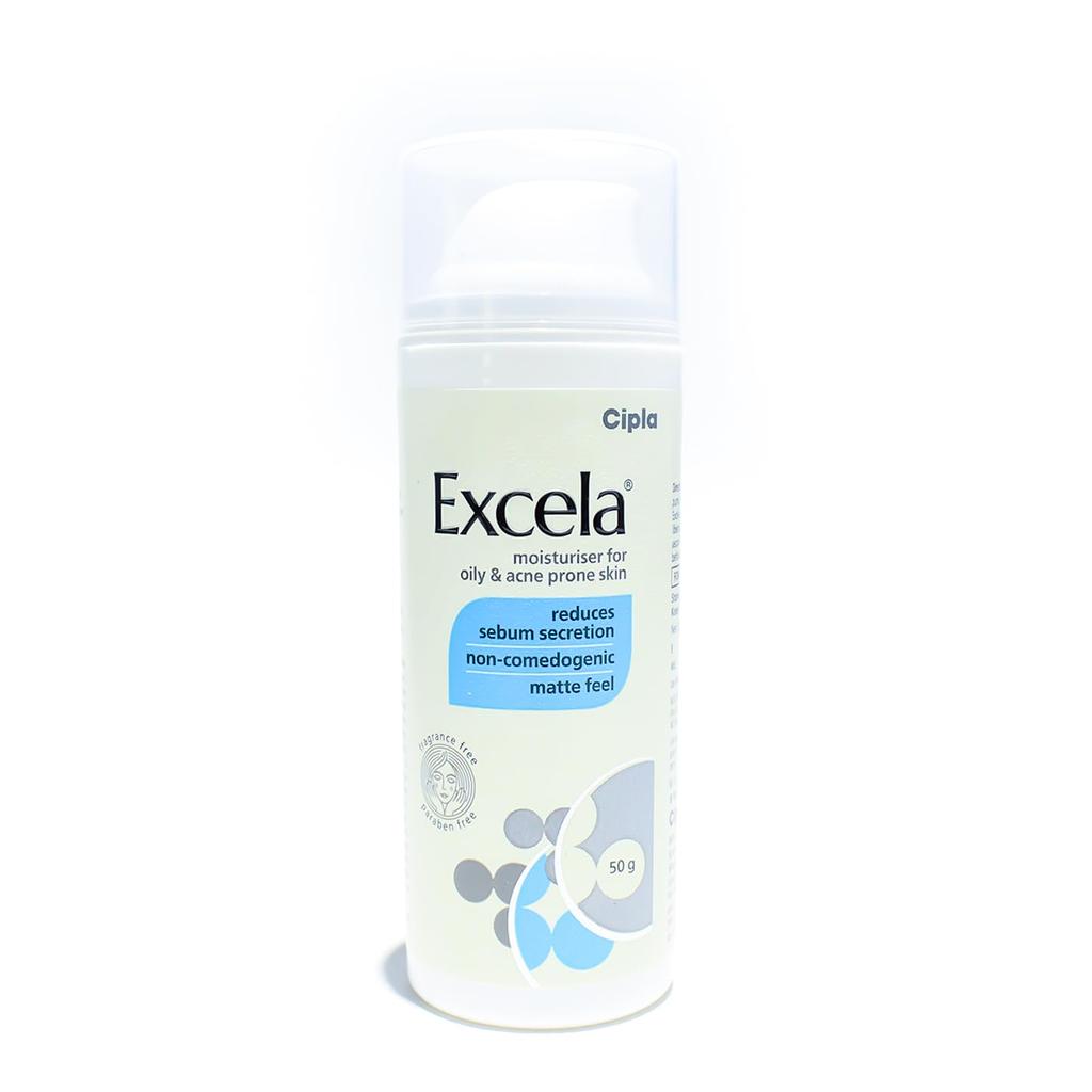 Cipla Excela Moisturiser For Oily And Acne Prone Skin | Reduces Sebum Secretion | Long Lasting Hydration | Matte Finish Face Cream 50g