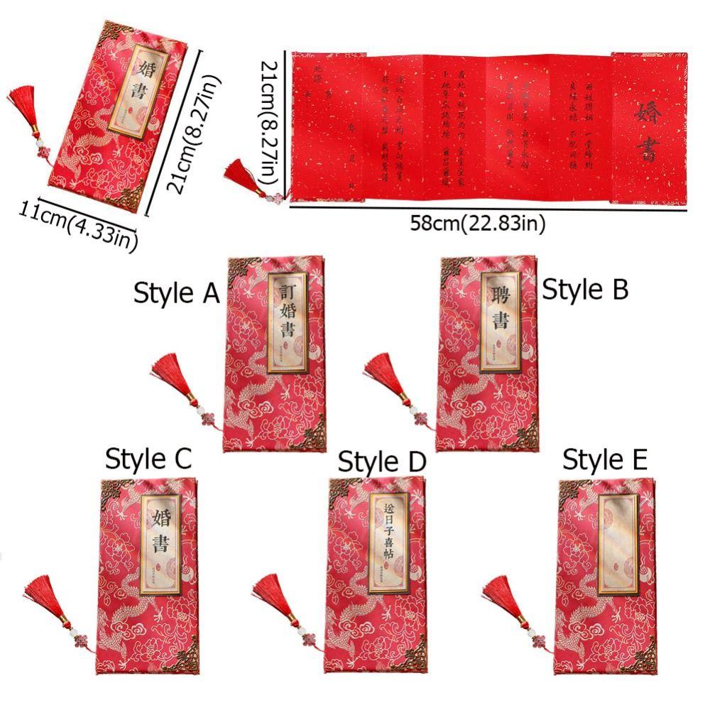 Chinese Style Wedding Book Foldable Traditional Marriage Letter Handwritten Retro Engagement Book Chinese Wedding