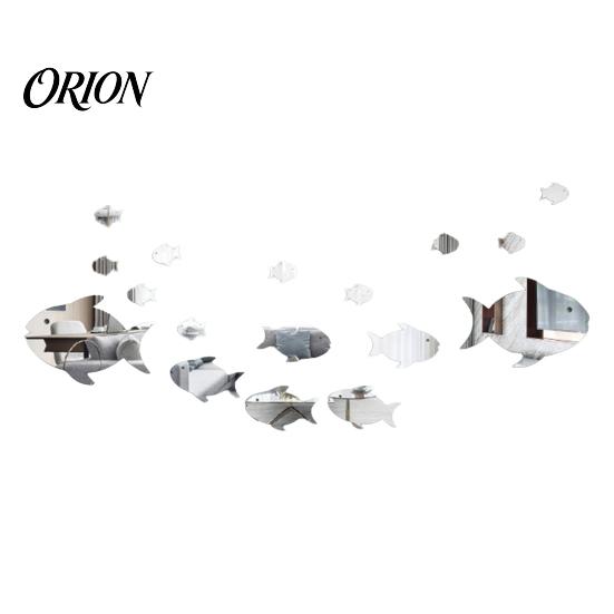 Marine Life Home Decor Fish Mirror Wall Stickers, Self Adhesive Ocean Decals, Removable Stickers 3D Art for Living Room Bedroom Bathroom Tile