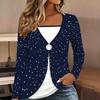 Tops for Women  Simple Print Long Sleeve Fake Two‑Piece Top Fall Casual Slim Pullover Women's Long Sleeve Top