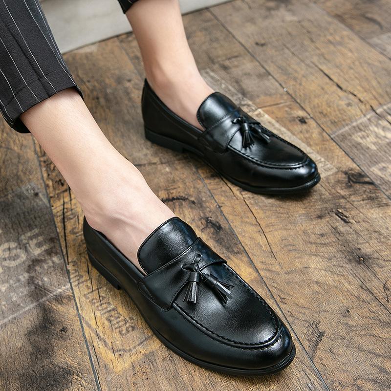 Mens Dress Shoes Pu Leather Fashion Men Business Dress Loafers Pointy Shoes