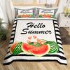 Hello Summer Duvet Cover Set Watercolor Watermelon Fruits Bedding Set Summer Holiday Theme Blue Rustic Cabin Comforter Cover