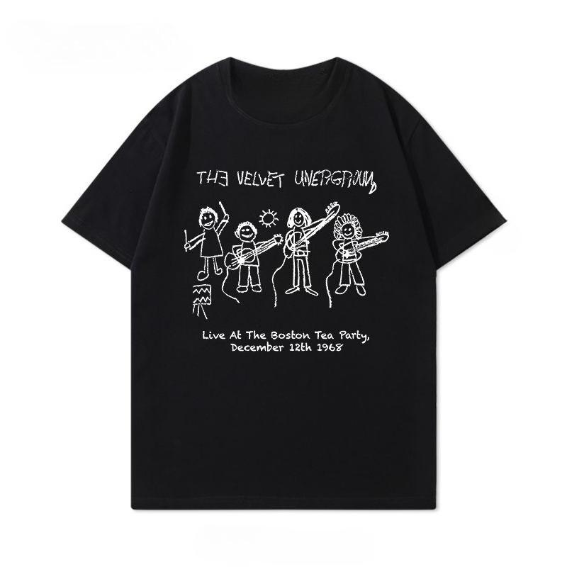 The Velvet Underground Velvet Band Black Large Size Men's and Women's T-Shirt Cotton Printed Men's and Women's Summer Clothing