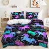Bedding Sets for Girls,Stars,Moons,Unicorns,Fantasy Cartoon Duvet Cover Set,Twin Size Quilt Cover with Pillowcases,Bed Clothes