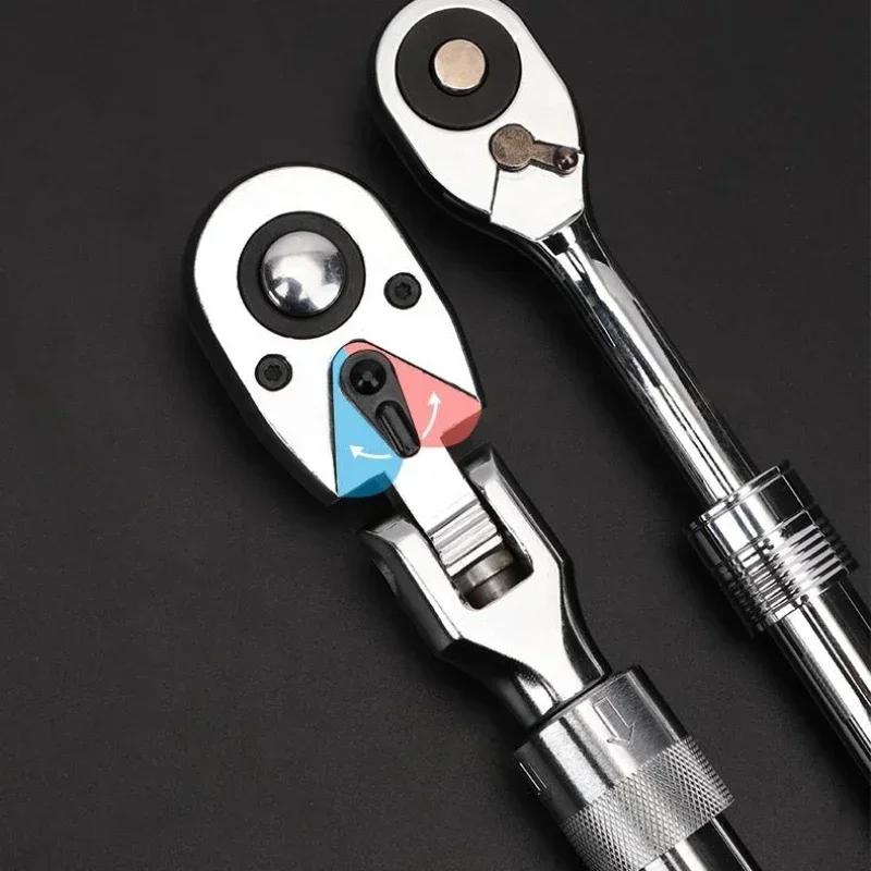 1/2 72-Tooth Carbon Steel Retractable Ratchet Wrench Automatic Quick Release Spanner Multifunctional Hand Tool