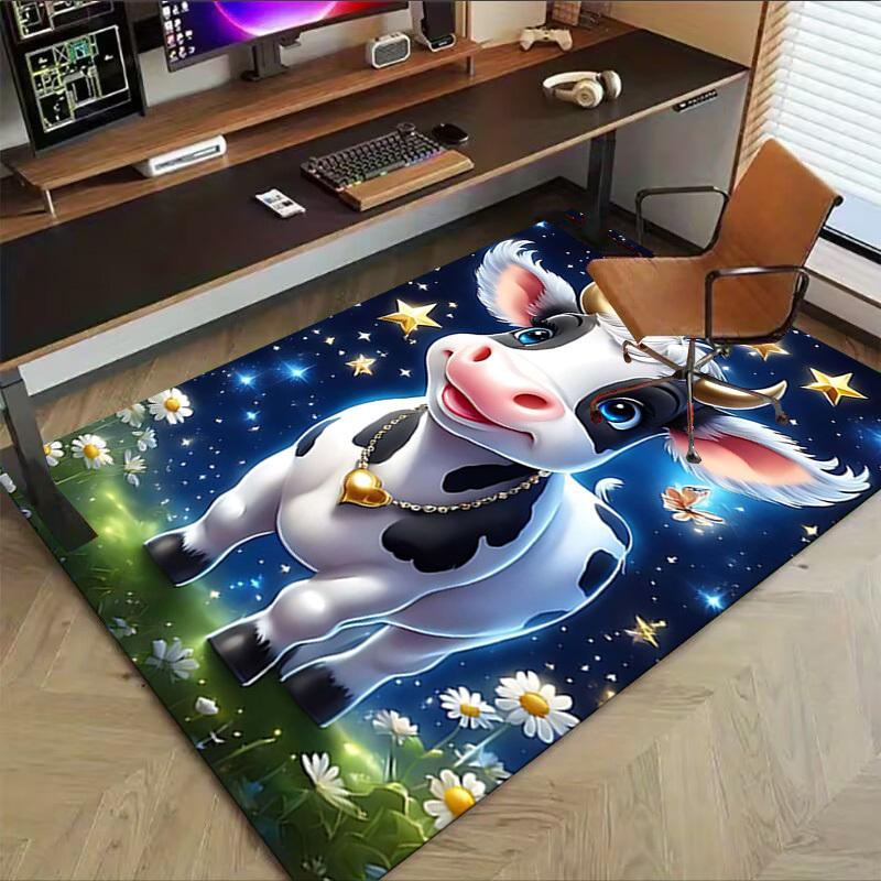 1PC cow stars Non-Slip Floor Carpet Compatible for Office&Living Room&Bedroom&Dining room - Flat - Weave Machine-S0343