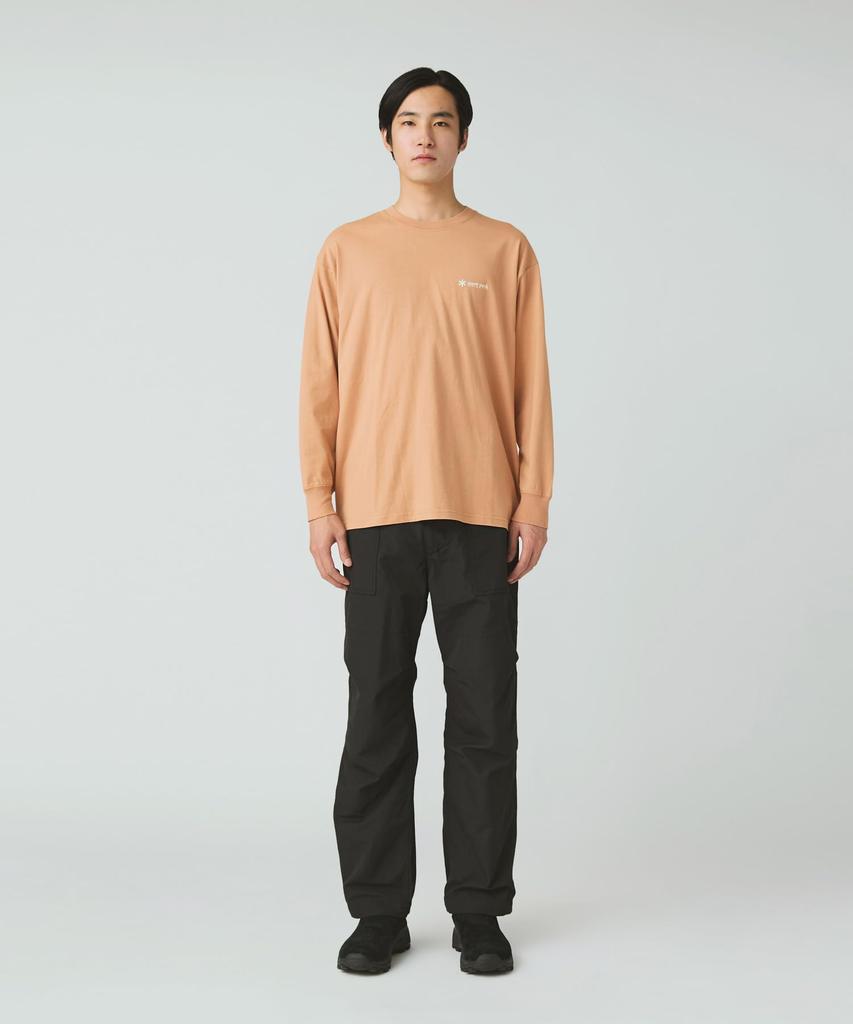 Snow Peak Soft Cotton Relaxed Logo Cut and Long and Size Orange L/S T-Shirt TS-25AU010, Sew, Sleeve, Men's Women's, M,