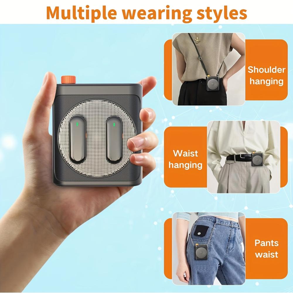 Portable wireless teacher voice amplifier,speaker built-in,with 2 wireless lapel mics,for class,lecture,training speech