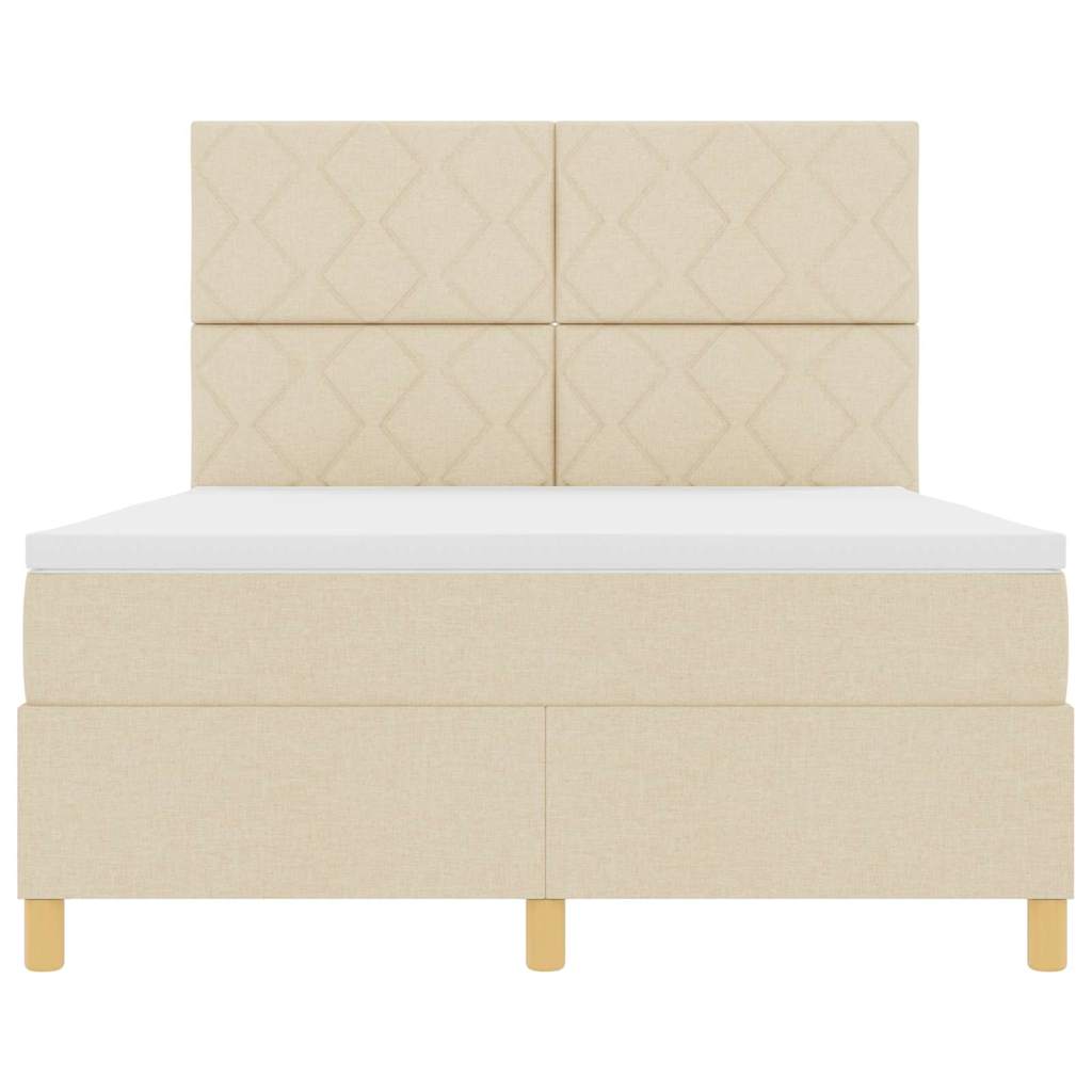 Box Spring Bed with Headboard Cream 160 x 200 cm Fabric