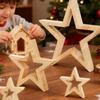 3 Pieces Wooden Star Christmas Decor Handicrafts Wooden Star Decoration Wooden Star Tabletop Centerpiece Sign For Desk Table