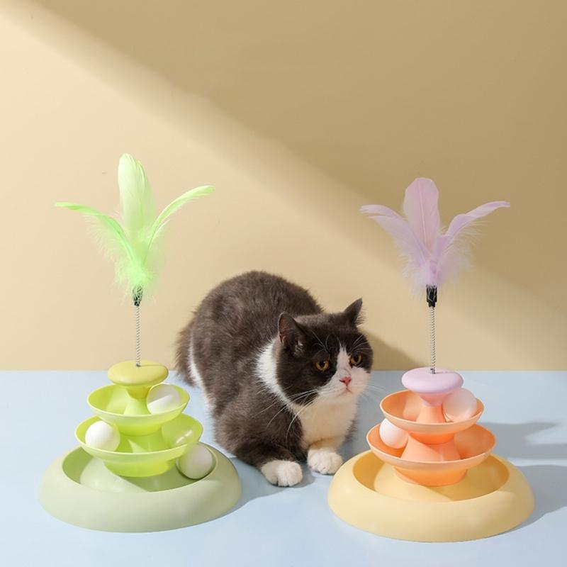 Cats Feather Toy Roll Track Cats Tower Toy Interaction Cats Toy Indoor Toy Boredom Cats Stress Toy
