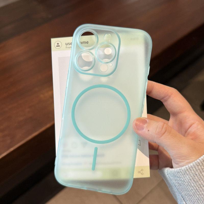 Ice Mist Magnetic Soft Shell Case for iPhone 13/15 Pro/16 Pro Max - Full Coverage for Men & Women