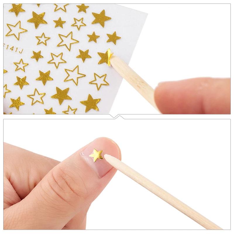 100Pcs Wooden Cuticle Pusher Remover Nail Art Design Orange Wood Sticks Tools
