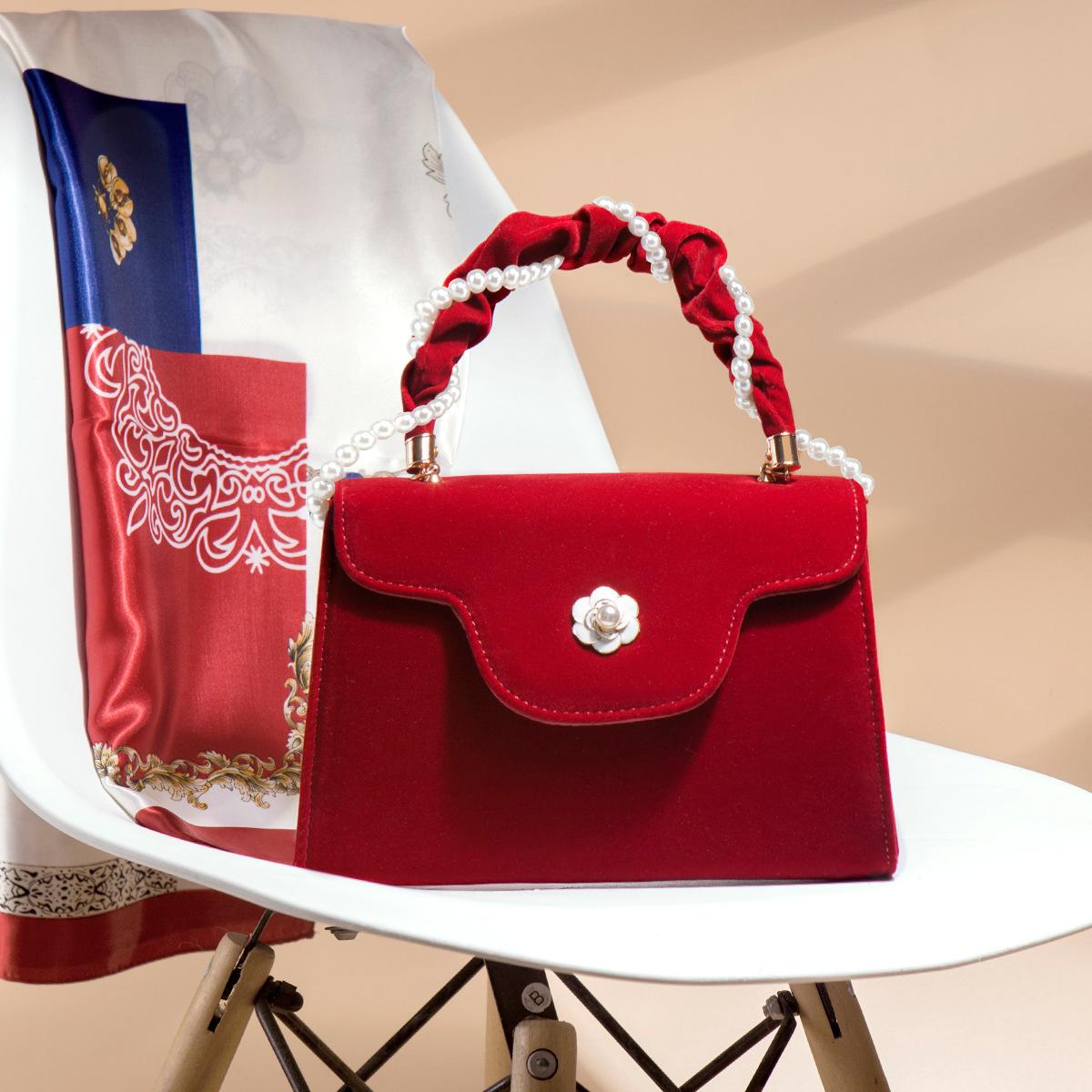 Red wedding bag for women 2024 summer new style high-end niche wedding handbag stylish bridal bag красный