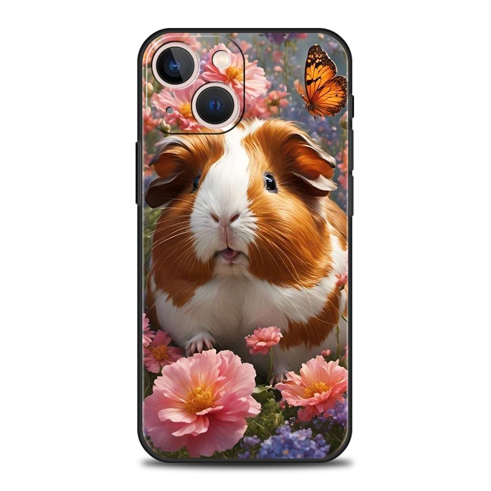 Capa de Celular Fofa de Porquinho da Índia Cavy Para iPhone 16e 15 14 13 12 11 Pro Max XS X XR SE 7 8 Plus Capa iPhone 16 Capa Macia de TPU