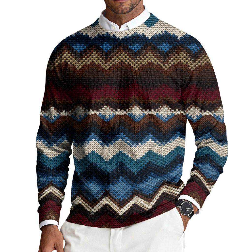 Erkek Yuvarlak Yaka Uzun Kollu Ribana Örgü Kazak