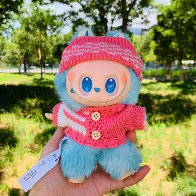 Cute Plush Vinyl Doll Clothes Kawaii Sweater Hat for Labubu Plushies Stuffed Animals Wear Fit for 10-17cm Kpop Dolls Accessories