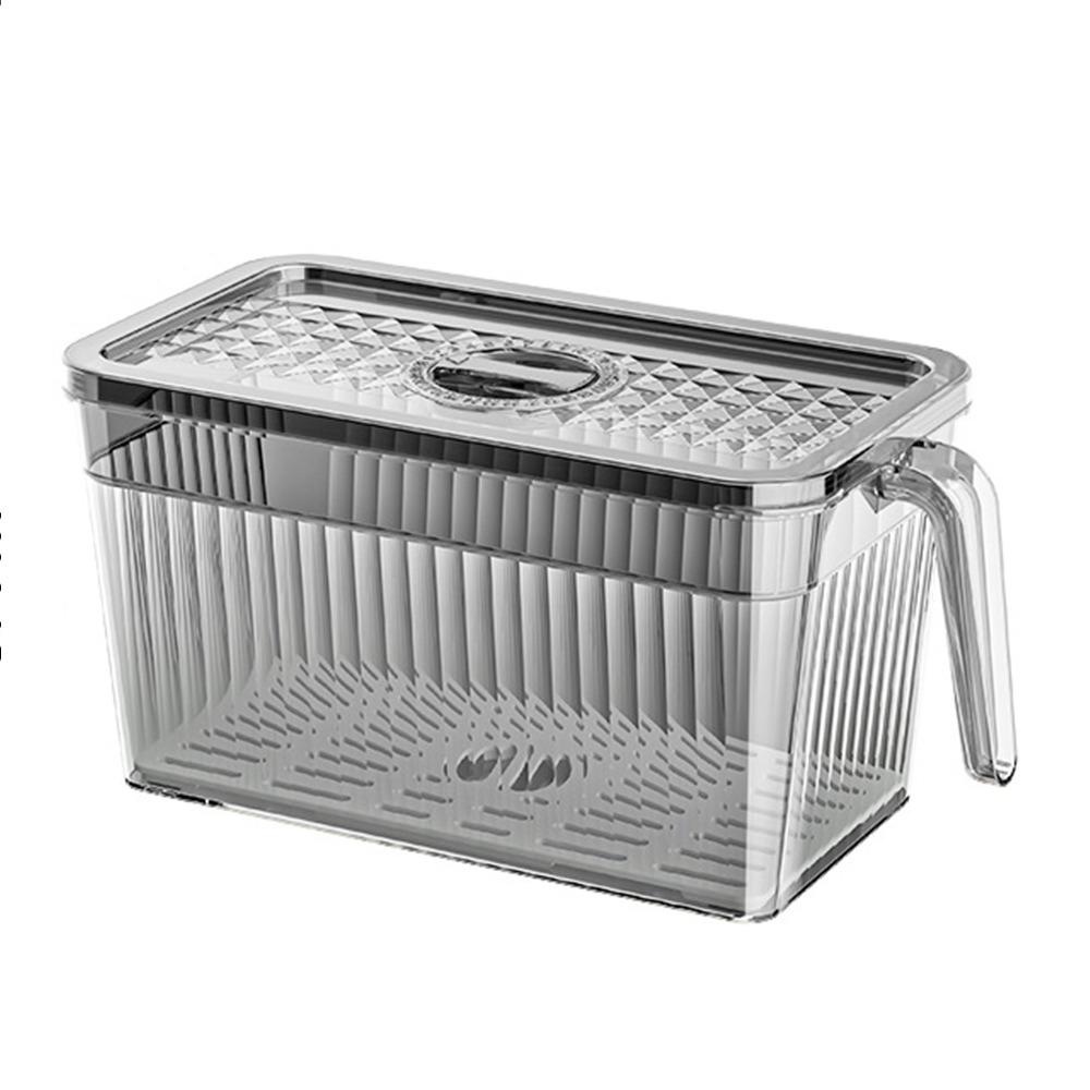 Save Space Timed Refrigerator Organizer Sealed Drain Basket with Handle  Large Capacity