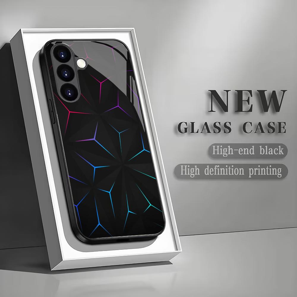 Technology oriented tempered glass phone case suitable for Samsung Galaxy S26 S25 S24 S23 S22 S20 FE/Ultra/Plus anti drop